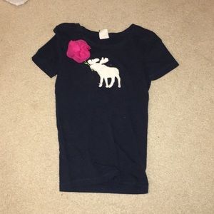 Navy blue Crewneck Moose w/ flower tee